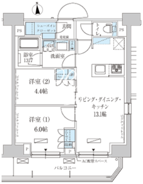 パークアクシス上野三丁目 1105 間取り図