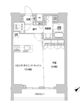 メトロステージ上野 1103 間取り図