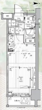 プレミアムキューブ亀戸 1102 間取り図