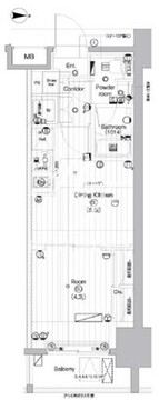 プレミアムキューブ亀戸 1302 間取り図