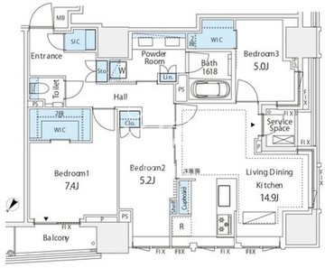 ミレアコート銀座プレミア 1303 間取り図