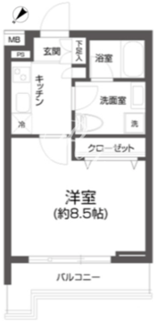 パセオ中目黒 303 間取り図