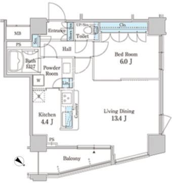 ＭＦＰＲ目黒タワー 1307 間取り図