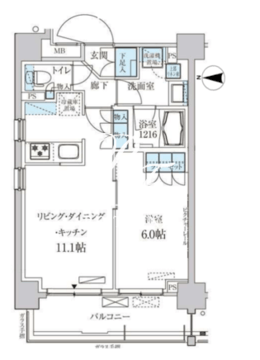 パークアクシス菊川ステーションゲート 401 間取り図