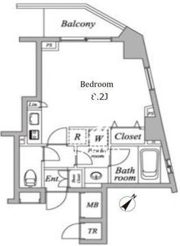 セントラルクリブ六本木 2-305 間取り図