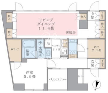 ブリリアイスト東雲キャナルコート 445 間取り図