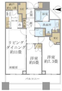 ブリリアタワーズ目黒 N-2703 間取り図