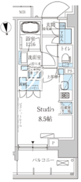 パークアクシス上野三丁目 804 間取り図