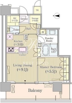 パークシティ中央湊ザタワー 1102 間取り図