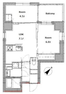 リビオメゾン上野入谷 303 間取り図