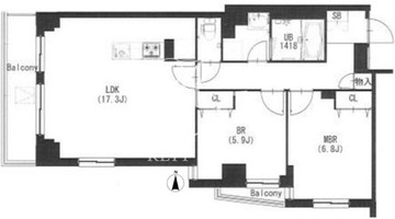 エスティメゾン都立大学 203 間取り図