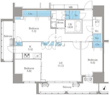 南麻布仙台坂レジデンス 1102 間取り図
