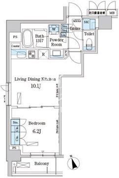 パークアクシス日本橋兜町 1004 間取り図