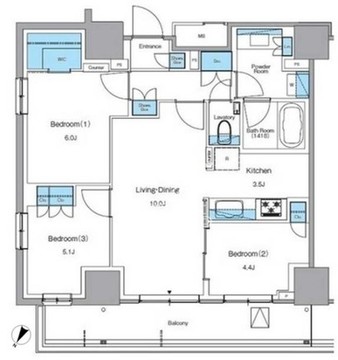 ルフォンプログレ渋谷ヒルトップ 1604 間取り図