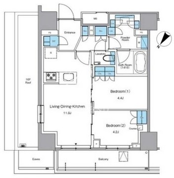 ルフォンプログレ渋谷ヒルトップ 1704 間取り図