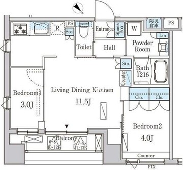 ライオンズフォーシア中央MINATO 1306 間取り図