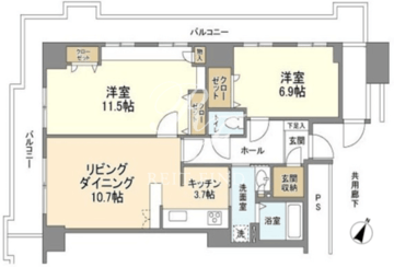 トルナーレ日本橋浜町 3713 間取り図