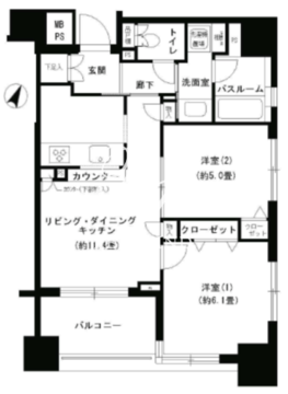 パークキューブ市ヶ谷 602 間取り図
