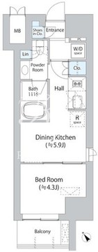 ミリアレジデンス浅草橋2 406 間取り図