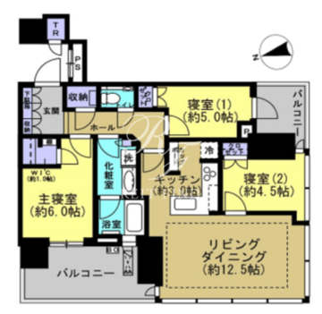 パークシティ中央湊ザタワー 1901 間取り図