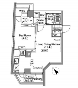 ライズ六本木永坂 207 間取り図