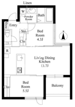 ルネサンス西麻布プレミアムコート 205 間取り図