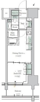 ワンルーフレジデンス田町 611 間取り図