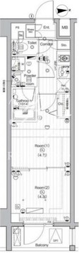 プレミアムキューブ武蔵小山 208 間取り図