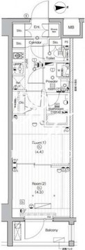 プレミアムキューブ武蔵小山 406 間取り図