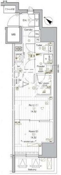 プレミアムキューブG後楽園 1301 間取り図