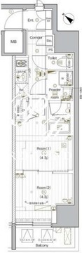 プレミアムキューブG後楽園 301 間取り図
