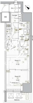プレミアムキューブG後楽園 901 間取り図
