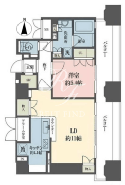ルネ新宿御苑タワー 1704 間取り図