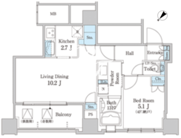 ＭＦＰＲ目黒タワー 1608 間取り図