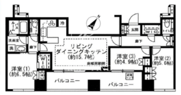 プレミストタワー白金高輪 1805 間取り図