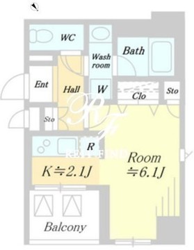 グローリオシェルト飯田橋 802 間取り図