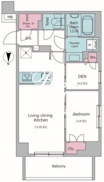 ドゥーエ菊川 406 間取り図