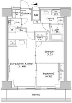 ザ・パークハビオ入谷 1202 間取り図