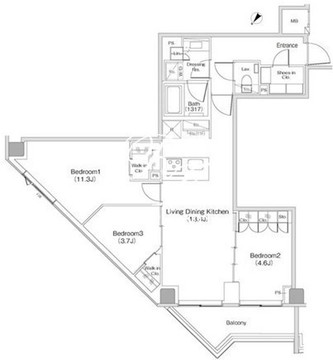 ザ・パークハビオ渋谷クロス 1103 間取り図