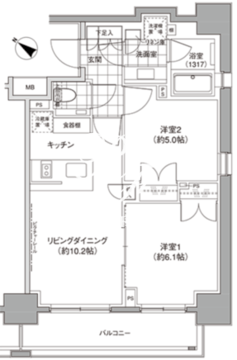 パークハビオ人形町 1208 間取り図